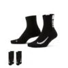 Nike Unisex Multiplier Running Ankle Socks (2 Pair) (010 - Black/White)
