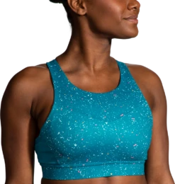 BROOKS Women's Drive 3 Pocket Run Bra (464 - Lagoon Speckle Print)